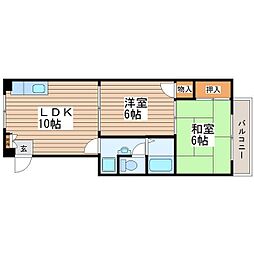 第三ハイツカトレア 2LDKの間取図画像