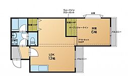 リバーサイド鳥飼 1LDKの間取図画像
