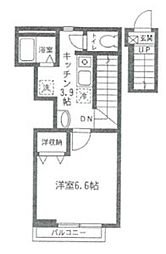 ホワイトハウス 2階1Kの間取り