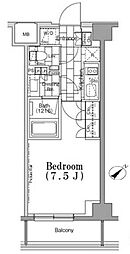 ワンルーフフラット月島 6階1Kの間取り
