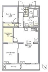 メゾンカルム中落合Ｎｏｒｔｈ 2階2SLDKの間取り