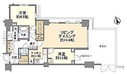 ミッドガーデン赤坂氷川 1階2LDKの間取り