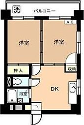 明日香ビル 2DKの間取図画像