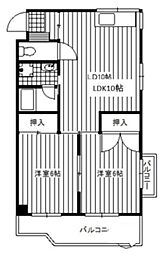ハレーちとせ 6階2LDKの間取り