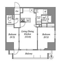 ディームス入谷2 2LDKの間取図画像