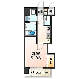 Luxe田辺 1Kの間取図画像