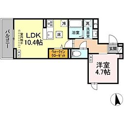 セレスティア亀有 1階1LDKの間取り