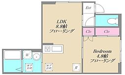 Coccinelle 1階1LDKの間取り
