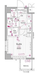 ガーラ・ヒルズ不動前 2階1Kの間取り