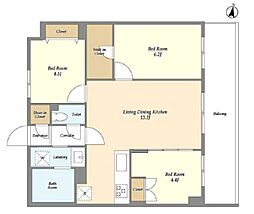 メゾンドオンディーヌ 3階3LDKの間取り