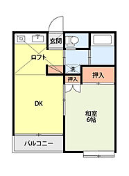 アルビヨン下大口 1DKの間取図画像