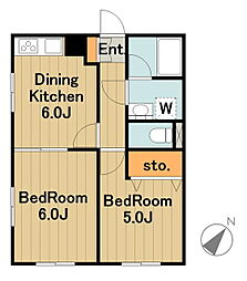 リヴィールマンション2 2DKの間取図画像