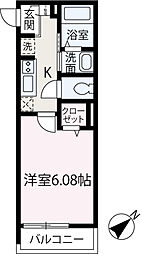 ＴＫＷｉｌｌ上福岡II 3階1Kの間取り