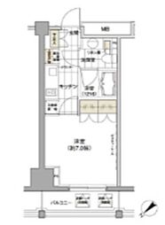 パークハビオ渋谷 1Kの間取図画像