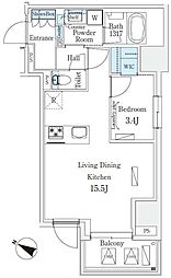 渋谷区東3丁目マンション 1LDKの間取図画像