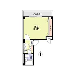 ダイヤモンドレジデンス松が谷 201 2階1Kの間取り