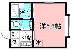 アザーレらんど 2階1Kの間取り