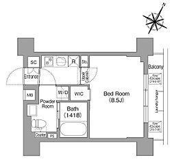 コンフォリア・リヴ新中野サウス 8階1Kの間取り