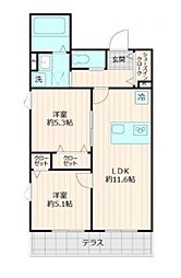 仮称メゾンブルー 1階2LDKの間取り