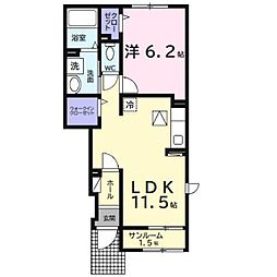 エアリーＢ 1階1LDKの間取り