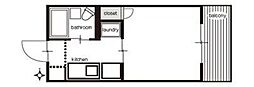 イーグル駒場 1Kの間取図画像