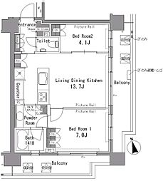 パークアクシス渋谷桜丘SOUTH 2LDKの間取図画像