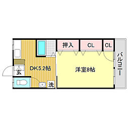 日の出マンション 1DKの間取図画像