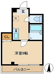 リヴィエール 1Kの間取図画像