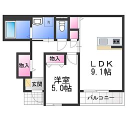 仮称）泉大津市綾井新築アパート 1階1LDKの間取り
