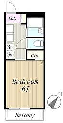 小田急小田原線 相模大野駅 徒歩7分の賃貸アパート 2階1Kの間取り