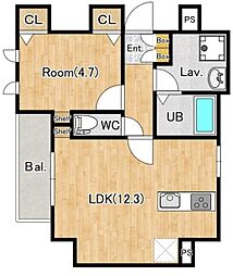 ジーグランデ森下 8階1LDKの間取り