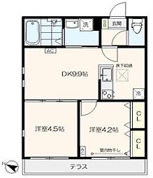 ビバーナムコート 2DKの間取図画像