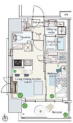 デュオヴェール浅草WEST 4階1LDKの間取り