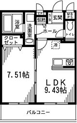 グランドール青葉 1LDKの間取図画像