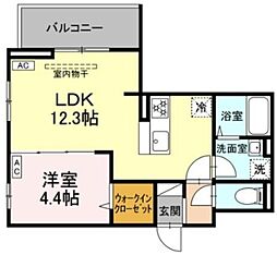 D'Bless横濱岸根公園I 1LDKの間取図画像