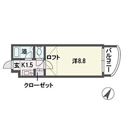 プラン・ド・ビ藤崎 1Kの間取図画像