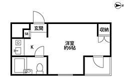 モア国立 ワンルームの間取図画像