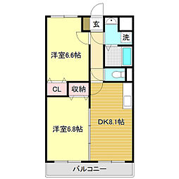 Maribeillien 2DKの間取図画像