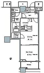 ザ・東京タワーズミッドタワー 22階1DKの間取り