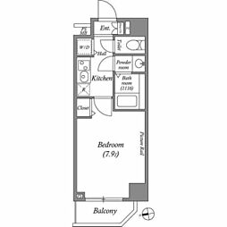 ルクレ上北沢ルネサンスコート 1Kの間取図画像