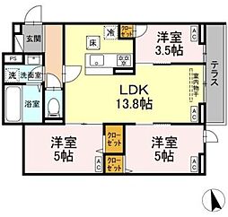 セレスティア下石神井 1階3LDKの間取り