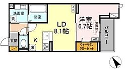 Cradle 1LDKの間取図画像