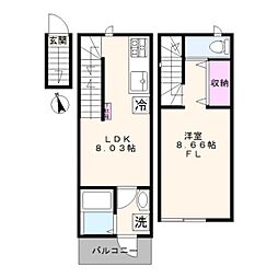 JR山手線 高田馬場駅 徒歩11分の賃貸アパート 2階1LDKの間取り