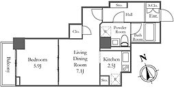 リバーシティ21新川 29階1LDKの間取り