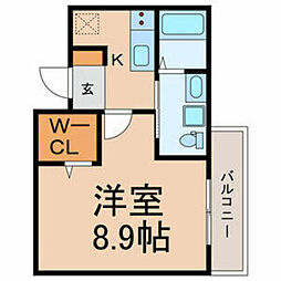 オリゾン 1Kの間取図画像