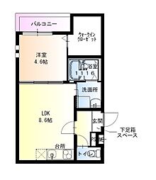 フジパレス百舌鳥八幡VI番館 1LDKの間取図画像
