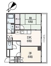 シャトル・ブラウンA 2DKの間取図画像