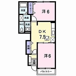 ハイムグランツB 2DKの間取図画像