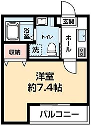 エステイトB能見台 1階1Kの間取り