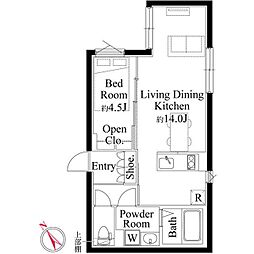 EDIT大森 4階1LDKの間取り